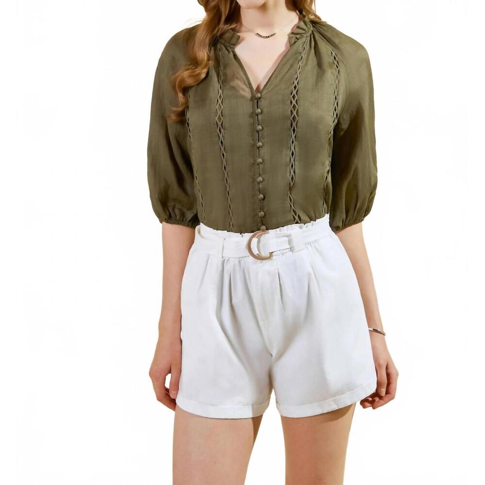 NEW G.D.S. isabetta blouse in khaki